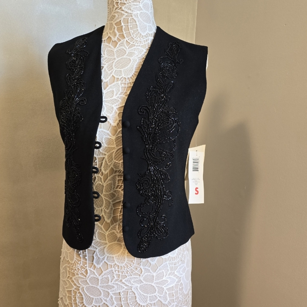 Women's Black Beaded Vest